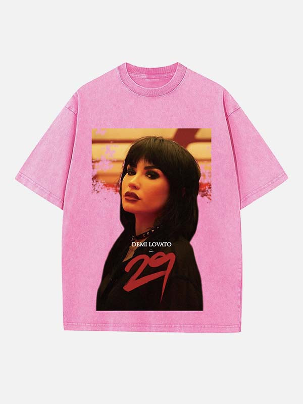 Demi Lovato Print Round Neck T-shirt