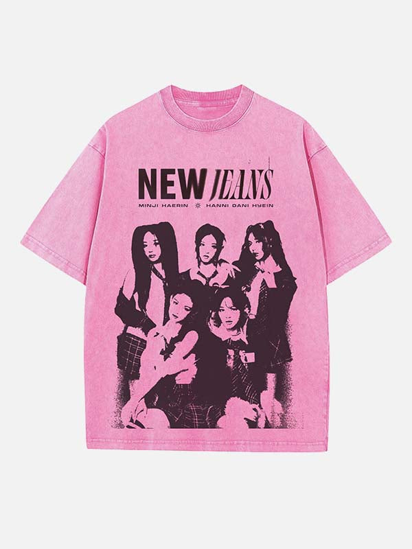 NewJeans Print Round Neck T-shirt