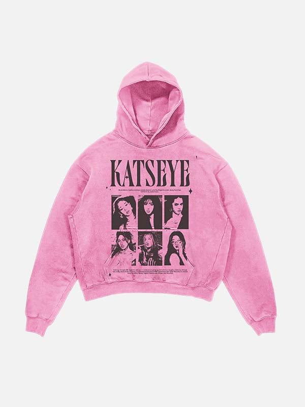 KATSEYE Print Slant Pockets Hoodie