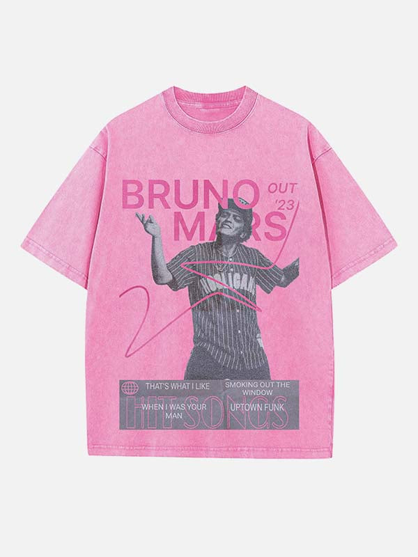 Bruno Mars Print Round Neck T-shirt