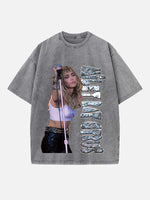 Miley Cyrus Print Round Neck T-shirt
