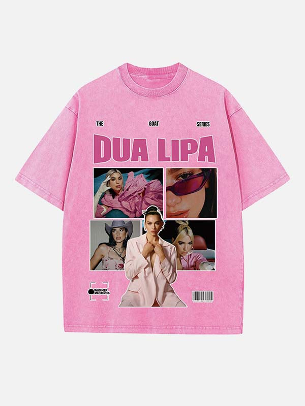 Dua Lipa Print Round Neck T-shirt
