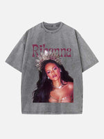 Rihanna Print Round Neck T-shirt