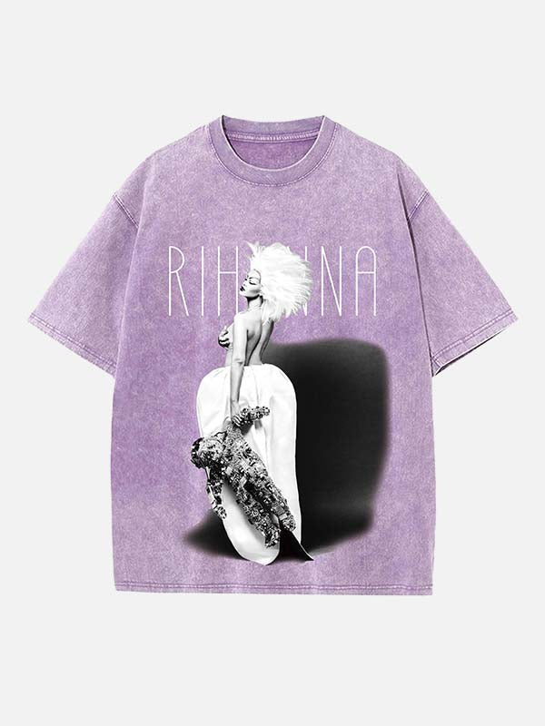 Rihanna Print Round Neck T-shirt