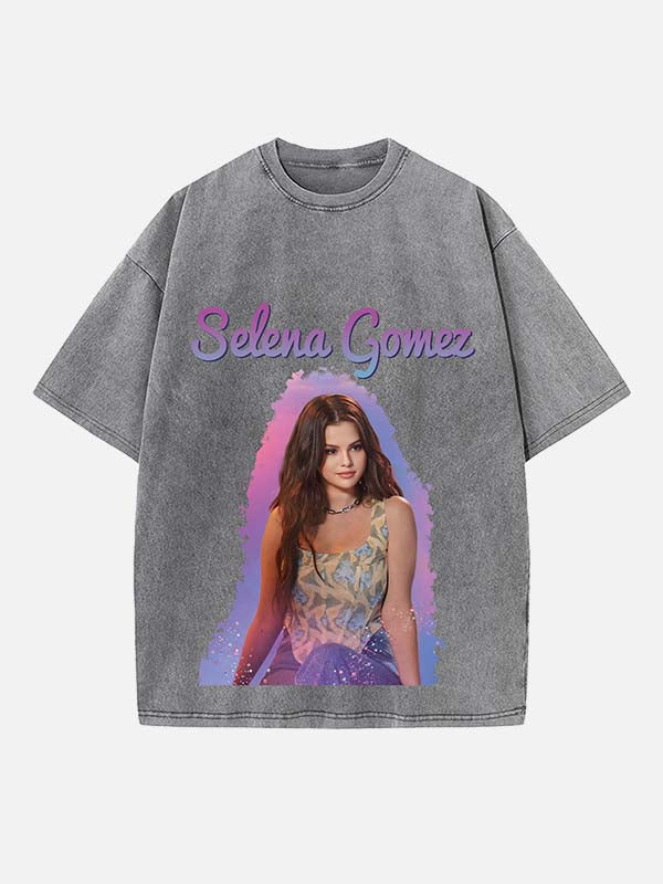 Selena Gomez Print Round Neck T-shirt