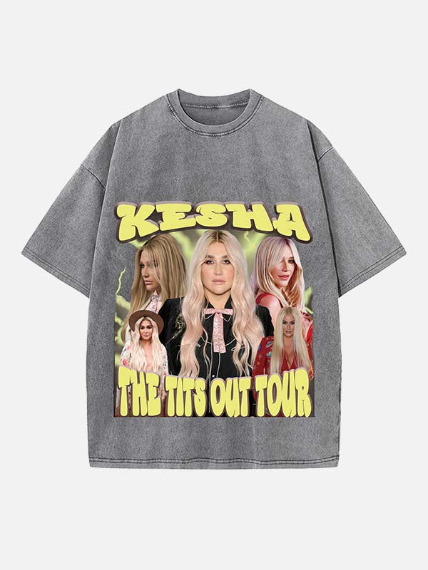 Kesha Print Round Neck T-shirt