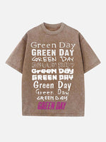 Green Day Print Round Neck T-shirt