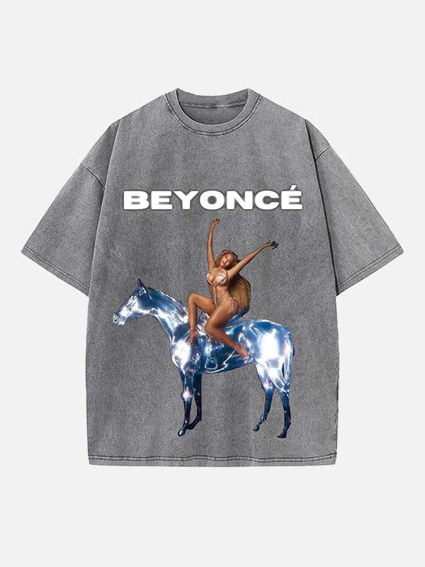 Beyoncé Print Round Neck T-shirt