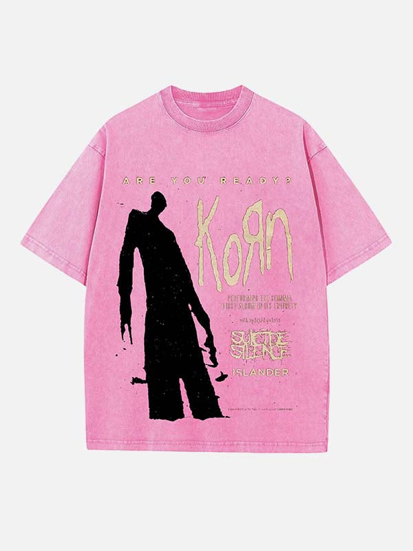 Korn Print Round Neck T-shirt