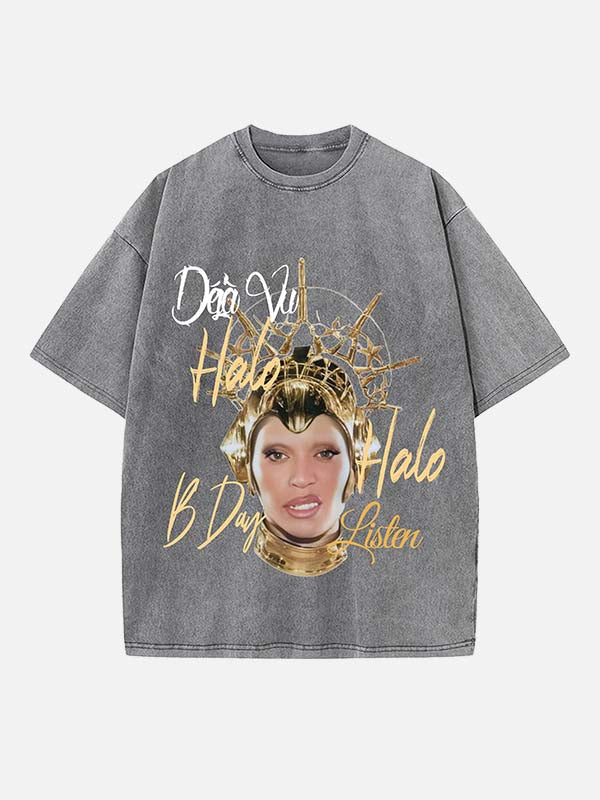Beyoncé Print Round Neck T-shirt