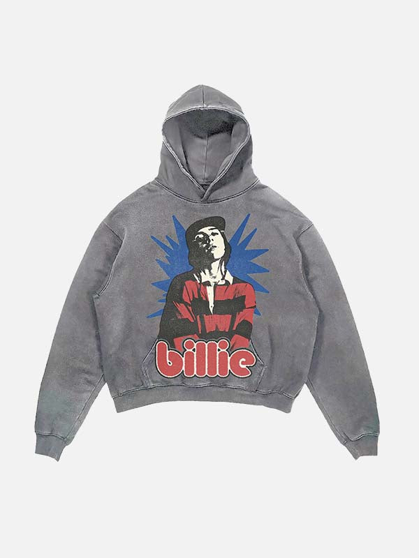 Billie Eilish Print Slant Pockets Hoodie