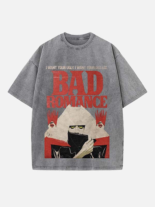 Lady Gaga Print Round Neck T-shirt
