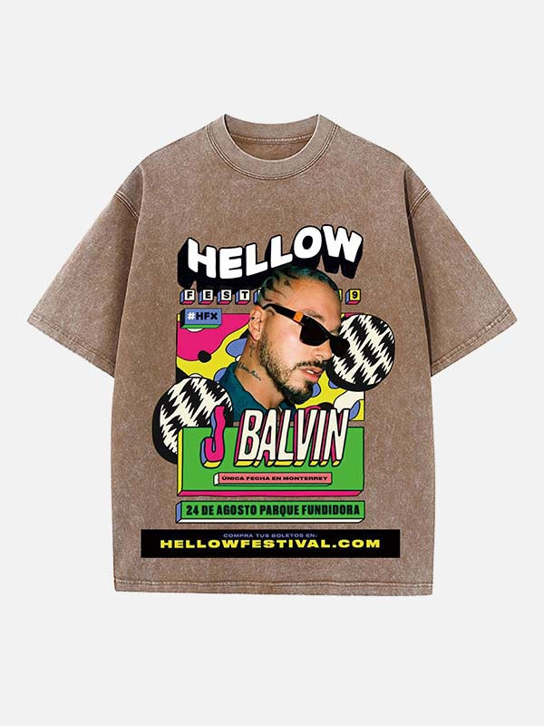 J Balvin Print Round Neck T-shirt