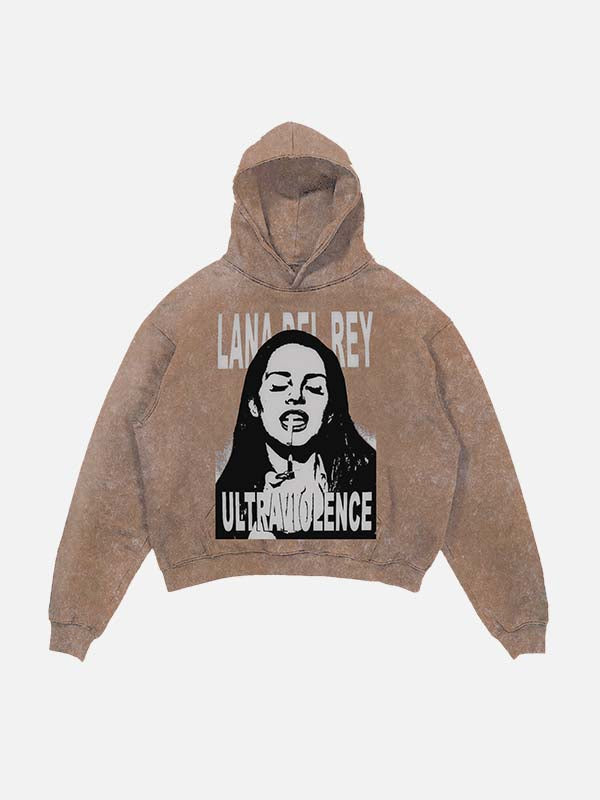 Lana Del Rey Print Slant Pockets Hoodie