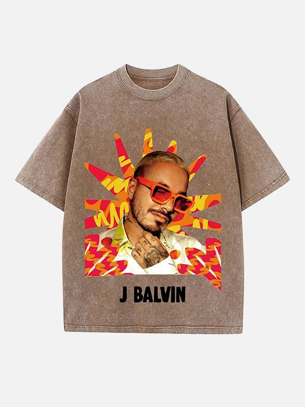 J Balvin Print Round Neck T-shirt