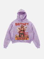 Britney Spears Print Slant Pockets Hoodie
