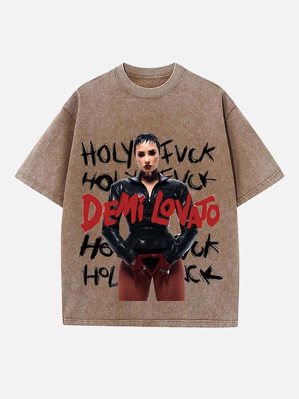 Demi Lovato Print Round Neck T-shirt