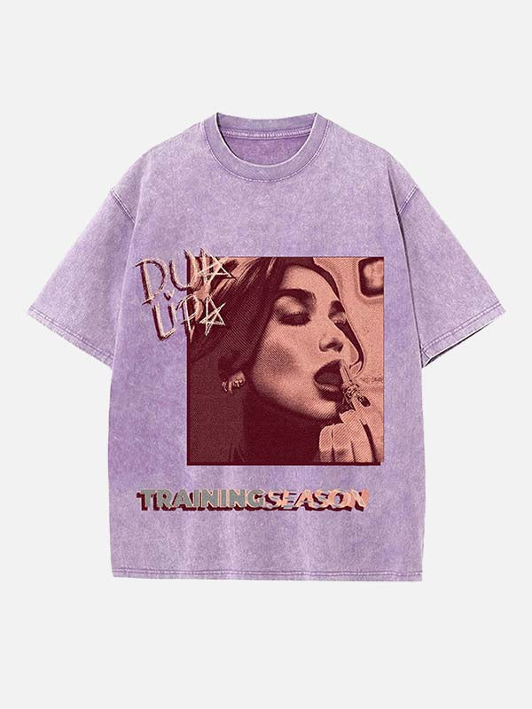 Dua Lipa Print Round Neck T-shirt