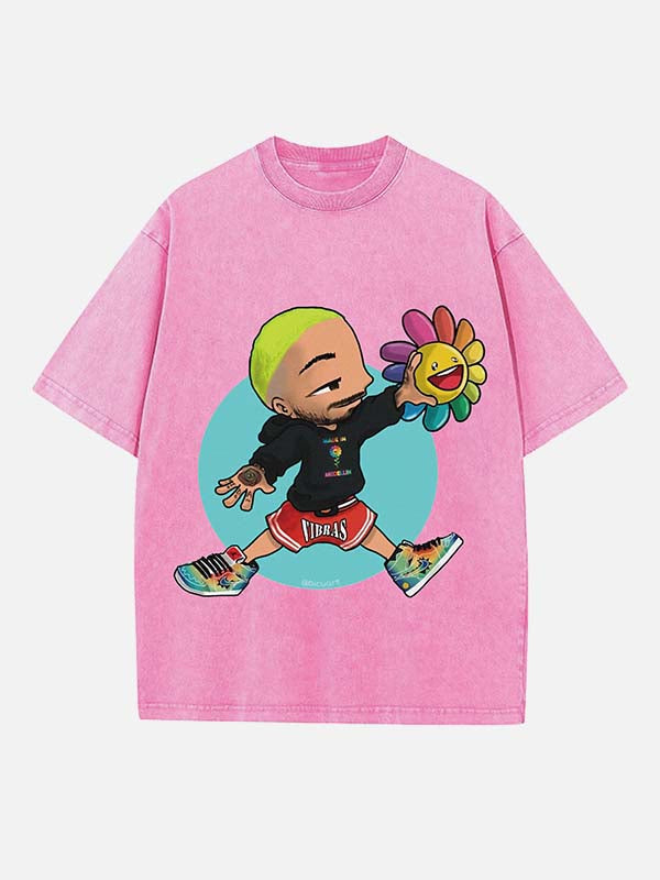 J Balvin Print Round Neck T-shirt