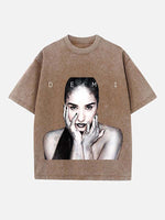 Demi Lovato Print Round Neck T-shirt
