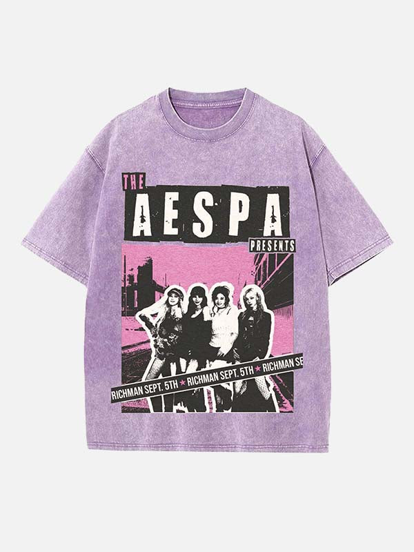 Aespa Print Round Neck T-shirt