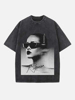 Rihanna Print Round Neck T-shirt