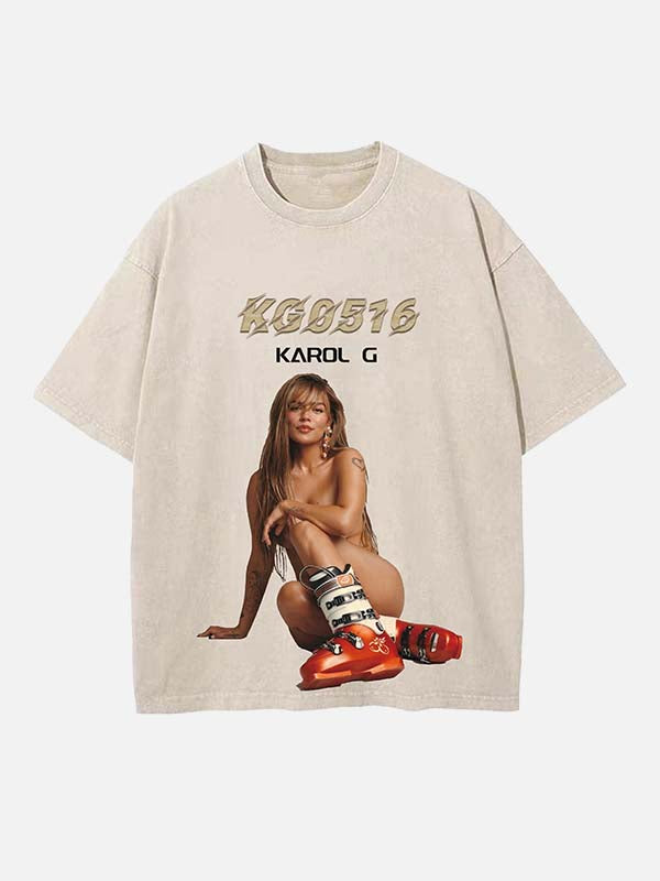 Karol G Print Round Neck T-shirt