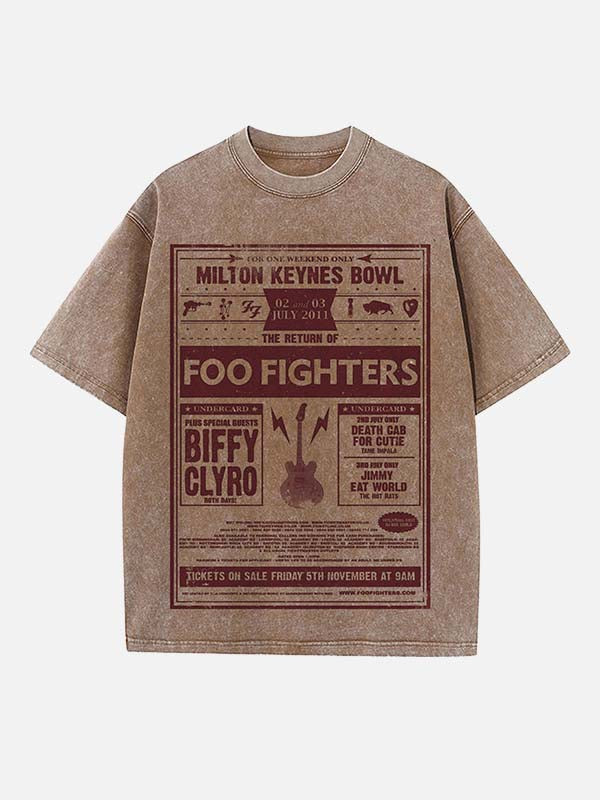 Foo Fighters Print Round Neck T-shirt