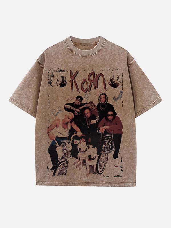 Korn Print Round Neck T-shirt