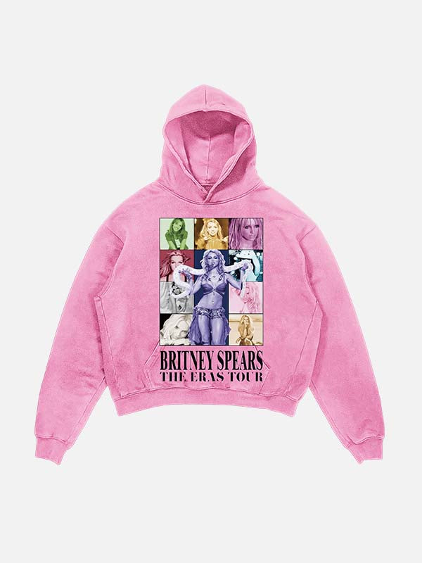 Britney Spears Print Slant Pockets Hoodie