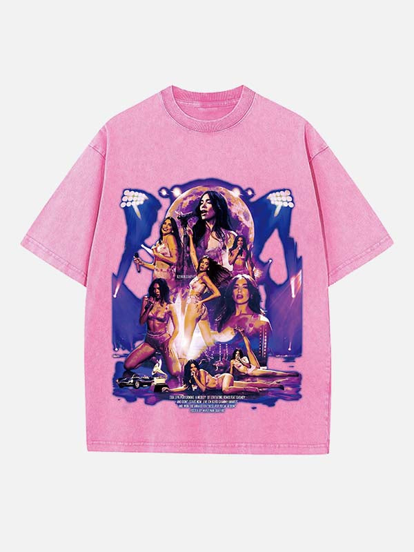 Dua Lipa Print Round Neck T-shirt
