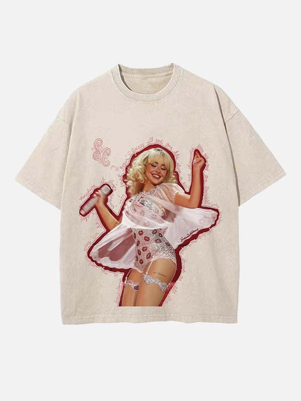 Sabrina Carpenter Print Round Neck T-shirt