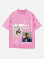 Bad Bunny Print Round Neck T-shirt