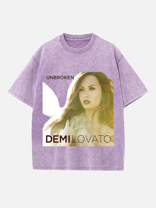 Demi Lovato Print Round Neck T-shirt