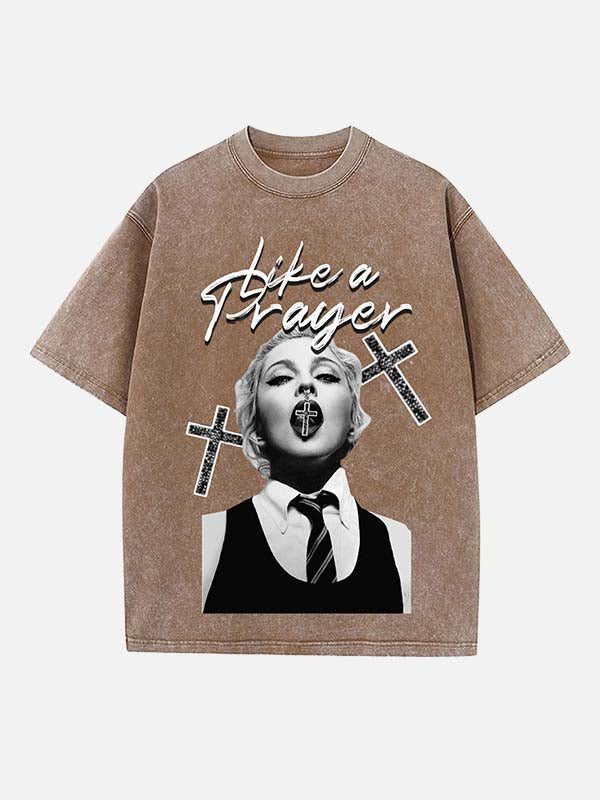 Madonna Print Round Neck T-shirt