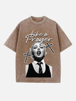 Madonna Print Round Neck T-shirt