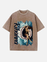 Rihanna Print Round Neck T-shirt