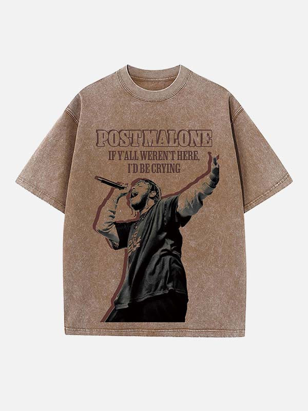 Post Malone Print Round Neck T-shirt