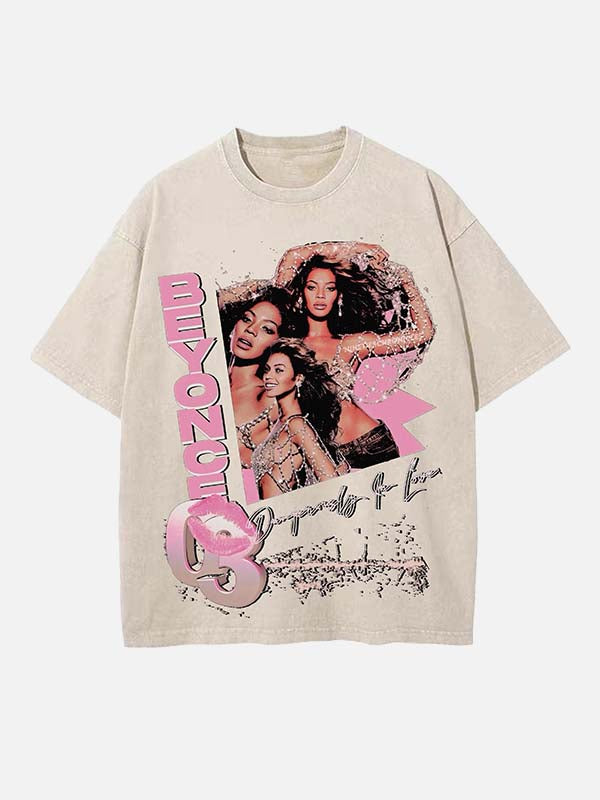 Beyoncé Print Round Neck T-shirt