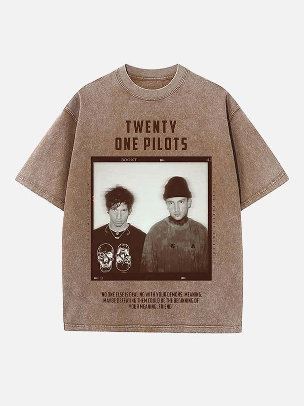 Twenty One Pilots Print Round Neck T-shirt