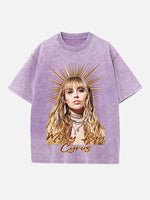 Miley Cyrus Print Round Neck T-shirt