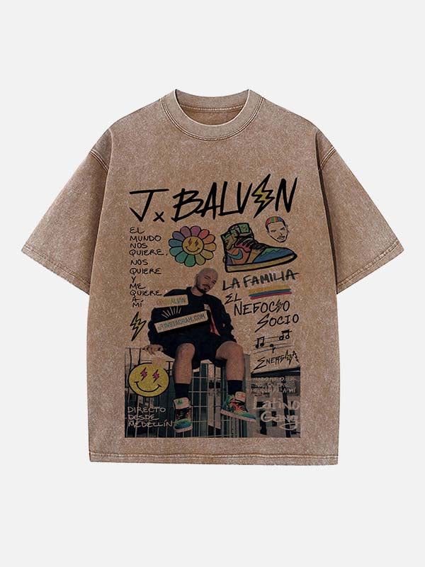 J Balvin Print Round Neck T-shirt