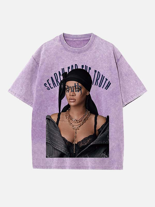 Rihanna Print Round Neck T-shirt