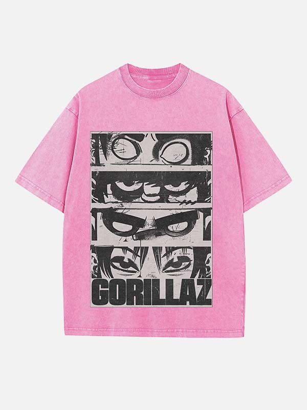 Gorillaz Print Round Neck T-shirt