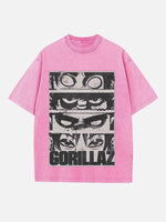 Gorillaz Print Round Neck T-shirt