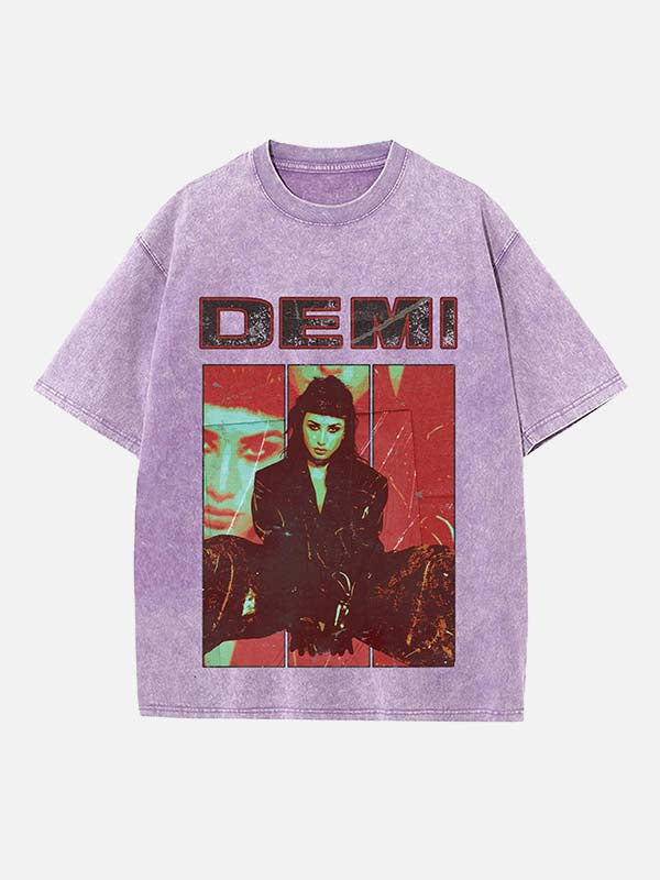 Demi Lovato Print Round Neck T-shirt
