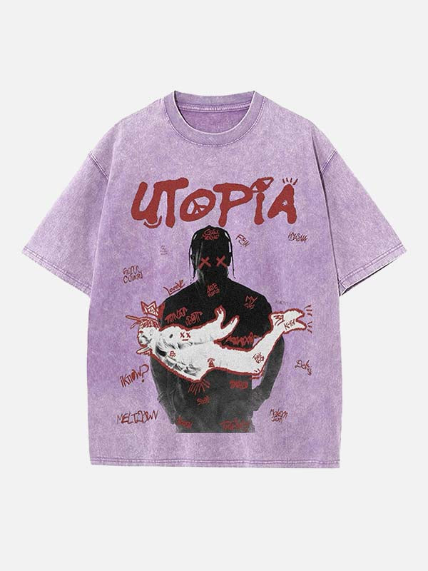 Travis Scott Print Round Neck T-shirt