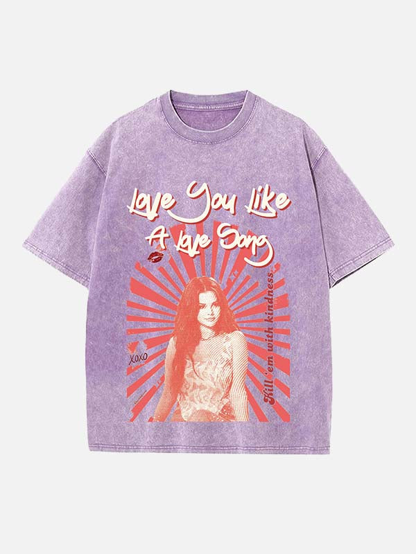 Selena Gomez Print Round Neck T-shirt