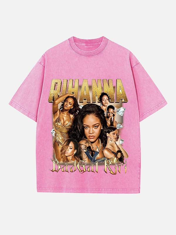 Rihanna Print Round Neck T-shirt