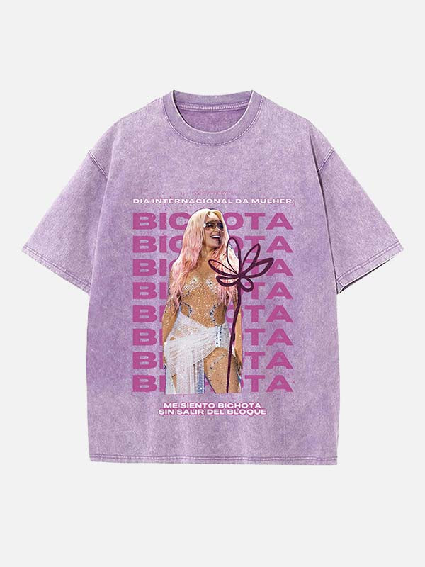 Karol G Print Round Neck T-shirt